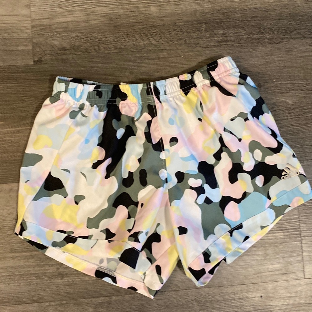 Kids Girls adidas shorts. Multicolored, size 14. KIDS GIRLS SIZE 14.